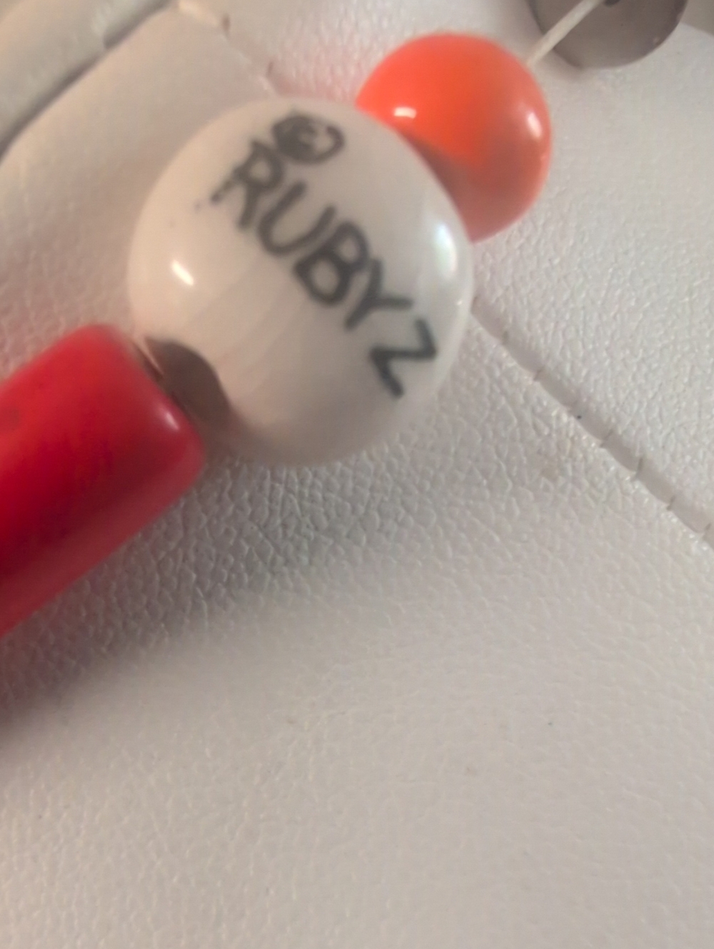 Candace Lowheed Signed Ceramic Bead Necklace - Red & Orange Accents - Picture 2 of 10